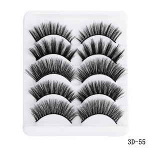 5 Pairs Multipack 5D Soft Mink Hair False Eyelashes Handmade Wispy Fluffy Long Lashes Nature Eye Makeup Tools Faux Eye Lashes