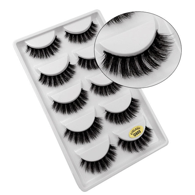 5 Pairs Mink EyeLashes 3D False Lashes winged Thick MakeupEyeLash Dramatic Lashes Natural Volume Soft Fake Eye Lashes g800