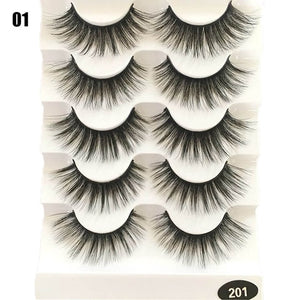 5 Pairs Faux Mink Hair False Eyelashes Natural Wispy Lashes Handmade Cruelty-free Criss-cross Eyelash Extension Big Eyes Makeup