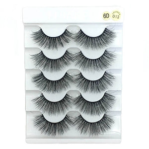 5 Pairs Faux Mink Hair False Eyelashes Natural Wispy Lashes Handmade Cruelty-free Criss-cross Eyelash Extension Big Eyes Makeup