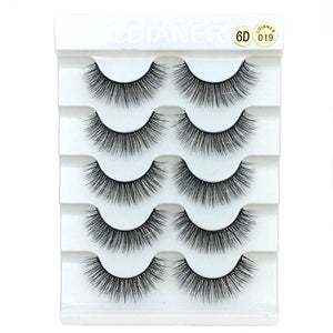 5 Pairs Faux Mink Hair False Eyelashes Natural Wispy Lashes Handmade Cruelty-free Criss-cross Eyelash Extension Big Eyes Makeup