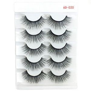 5 Pairs Faux Mink Hair False Eyelashes Natural Wispy Lashes Handmade Cruelty-free Criss-cross Eyelash Extension Big Eyes Makeup