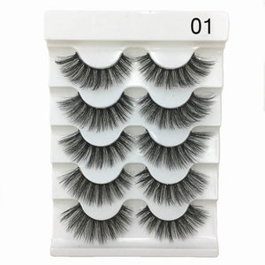 5 Pairs Faux Mink Hair False Eyelashes Natural Wispy Lashes Handmade Cruelty-free Criss-cross Eyelash Extension Big Eyes Makeup