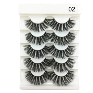 5 Pairs Faux Mink Hair False Eyelashes Natural Wispy Lashes Handmade Cruelty-free Criss-cross Eyelash Extension Big Eyes Makeup