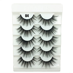 5 Pairs Faux Mink Hair False Eyelashes Natural Wispy Lashes Handmade Cruelty-free Criss-cross Eyelash Extension Big Eyes Makeup