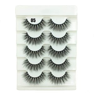 5 Pairs Faux Mink Hair False Eyelashes Natural Wispy Lashes Handmade Cruelty-free Criss-cross Eyelash Extension Big Eyes Makeup