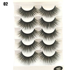 5 Pairs Faux Mink Hair False Eyelashes Natural Wispy Lashes Handmade Cruelty-free Criss-cross Eyelash Extension Big Eyes Makeup