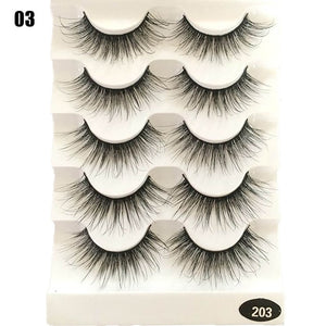 5 Pairs Faux Mink Hair False Eyelashes Natural Wispy Lashes Handmade Cruelty-free Criss-cross Eyelash Extension Big Eyes Makeup