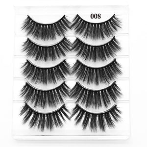 5 Pairs Faux Mink Hair False Eyelashes Natural Wispy Lashes Handmade Cruelty-free Criss-cross Eyelash Extension Big Eyes Makeup