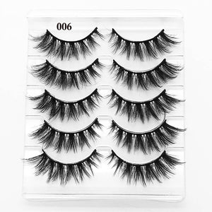 5 Pairs Faux Mink Hair False Eyelashes Natural Wispy Lashes Handmade Cruelty-free Criss-cross Eyelash Extension Big Eyes Makeup