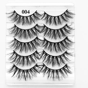 5 Pairs Faux Mink Hair False Eyelashes Natural Wispy Lashes Handmade Cruelty-free Criss-cross Eyelash Extension Big Eyes Makeup