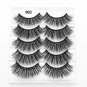 5 Pairs Faux Mink Hair False Eyelashes Natural Wispy Lashes Handmade Cruelty-free Criss-cross Eyelash Extension Big Eyes Makeup