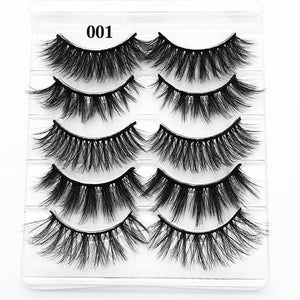 5 Pairs Faux Mink Hair False Eyelashes Natural Wispy Lashes Handmade Cruelty-free Criss-cross Eyelash Extension Big Eyes Makeup