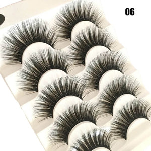 5 Pairs Faux Mink Hair False Eyelashes Natural Wispy Lashes Handmade Cruelty-free Criss-cross Eyelash Extension Big Eyes Makeup