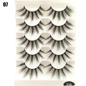 5 Pairs Faux Mink Hair False Eyelashes Natural Wispy Lashes Handmade Cruelty-free Criss-cross Eyelash Extension Big Eyes Makeup