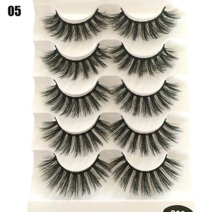 5 Pairs Faux Mink Hair False Eyelashes Natural Wispy Lashes Handmade Cruelty-free Criss-cross Eyelash Extension Big Eyes Makeup