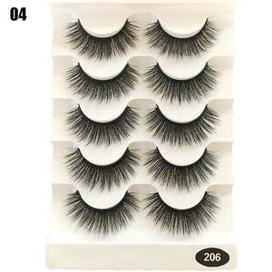 5 Pairs Faux Mink Hair False Eyelashes Natural Wispy Lashes Handmade Cruelty-free Criss-cross Eyelash Extension Big Eyes Makeup