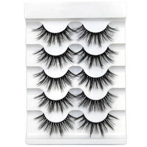 5 Pairs Faux Mink Hair False Eyelashes Natural Wispy Lashes Handmade Cruelty-free Criss-cross Eyelash Extension Big Eyes Makeup