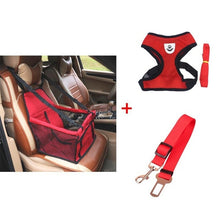 Load image into Gallery viewer, Dog Booster Seat Dog Car Seat Cover Basket Pet Puppy Safety Belt Mesh Dog Harness Vest Dog Leash Cat Travel Carrier Hanging Bags
