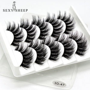 5Pairs 3D Mink Hair False Eyelashes Natural/Thick Long Eye Lashes Wispy Makeup Beauty Extension Tools sexy sheep