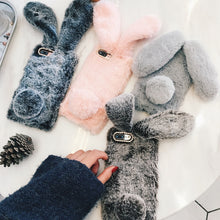 Load image into Gallery viewer, Cute 3D Rabbit Ears Fur Plush diamond Phone Case For Samsung Galaxy J3 J5 J7 A3 A5 A7 2017 J8 J4 J6 A6 A8 Plus 2018 Case Cover
