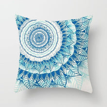 Load image into Gallery viewer, Fuwatacchi Geometric Pattern Pillow Cases Mandala Flower Pillows Cover for Home Sofa Chair Square Blue Cushion Covers Decoration
