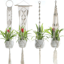 Load image into Gallery viewer, Macrame Plant Hangers Handmade Indoor Outdoor Hanging Planter Basket Cotton Rope with Beads No Tassels Basket Cotton Rope
