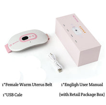 Load image into Gallery viewer, Pink Women Warm Uterus Belt Electric Infrared Heating Menstruation Period Waist Pad Female Back Pain Relief Lumbar Support USB
