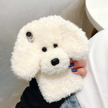 Load image into Gallery viewer, New Winter Teddy Dog Fluffy Phone Case for iPhone 11 Pro XS Max XR SE SE2 Rabbit Fur Warm Cover for iPhone 8 8plus 6/6s 7 Plus X
