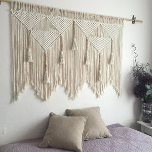 Macrame Wall Hanging Handwovens Fiber Art Bohemian Cotton Ropes Tapestry Nordic Background Home Walls Decor Curtain Creamy White