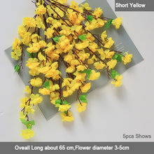 Load image into Gallery viewer, 5 pcs/set Cherry Blossoms Artificial Flowers Branches Wedding Arch Decoration Peach Branch Background Wall Hanging Fake Flower
