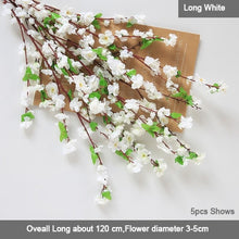 Load image into Gallery viewer, 5 pcs/set Cherry Blossoms Artificial Flowers Branches Wedding Arch Decoration Peach Branch Background Wall Hanging Fake Flower
