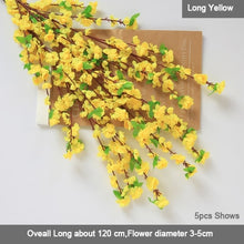 Load image into Gallery viewer, 5 pcs/set Cherry Blossoms Artificial Flowers Branches Wedding Arch Decoration Peach Branch Background Wall Hanging Fake Flower
