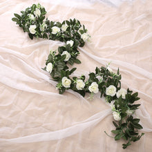 Load image into Gallery viewer, silk artificial rose vine hanging flowers for wall decoration rattan fake plants leaves garland romantic wedding home decoration
