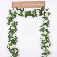 Load image into Gallery viewer, silk artificial rose vine hanging flowers for wall decoration rattan fake plants leaves garland romantic wedding home decoration
