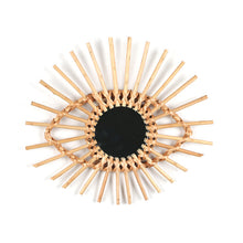 Load image into Gallery viewer, Home Rattan Plaited Art Living Room Nordic Style Makeup Decorative Mirror Wall Hanging Bedroom Bathroom Photography Prop

