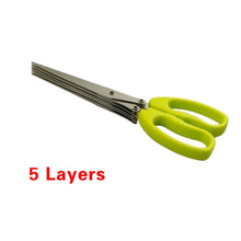 Load image into Gallery viewer, 5 Blades Stainless Steel Kitchen Scissors Herb Cutter
