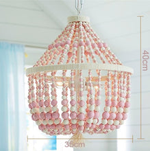 Load image into Gallery viewer, Modern minimalist round wooden beads E27 led pendant lamp children bedroom crystal pendant light living room hotel kitchen lamps
