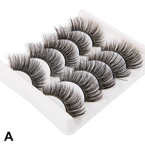 5 Pairs 3D Faux Mink Hair Soft False Eyelashes Fluffy Wispy Long Thick Lashes Handmade Soft Eye Lash Makeup Extension Tools