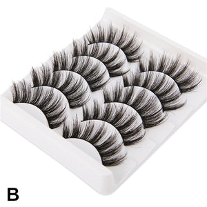 5 Pairs 3D Faux Mink Hair Soft False Eyelashes Fluffy Wispy Long Thick Lashes Handmade Soft Eye Lash Makeup Extension Tools