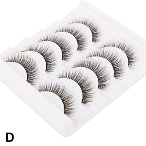 5 Pairs 3D Faux Mink Hair Soft False Eyelashes Fluffy Wispy Long Thick Lashes Handmade Soft Eye Lash Makeup Extension Tools