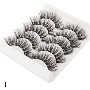 5 Pairs 3D Faux Mink Hair Soft False Eyelashes Fluffy Wispy Long Thick Lashes Handmade Soft Eye Lash Makeup Extension Tools