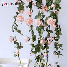 Load image into Gallery viewer, Silk Artificial Rose Vine Hanging Flowers For Wall Decoration Rattan Fake Plants Leaves Garland Romantic Wedding Home Decoration

