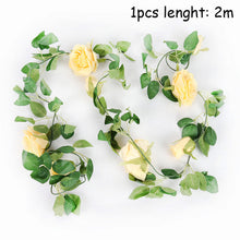 Load image into Gallery viewer, Silk Artificial Rose Vine Hanging Flowers For Wall Decoration Rattan Fake Plants Leaves Garland Romantic Wedding Home Decoration
