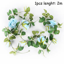 Load image into Gallery viewer, Silk Artificial Rose Vine Hanging Flowers For Wall Decoration Rattan Fake Plants Leaves Garland Romantic Wedding Home Decoration
