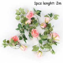 Load image into Gallery viewer, Silk Artificial Rose Vine Hanging Flowers For Wall Decoration Rattan Fake Plants Leaves Garland Romantic Wedding Home Decoration
