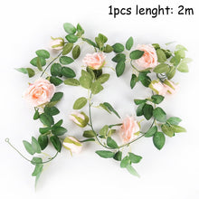 Load image into Gallery viewer, Silk Artificial Rose Vine Hanging Flowers For Wall Decoration Rattan Fake Plants Leaves Garland Romantic Wedding Home Decoration
