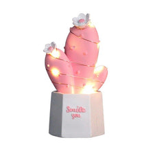 Load image into Gallery viewer, Ins Cactus LED Table Lamp Pink Cute Girl Heart Dream Star Lamp Small Creative Night Light Bedroom Decoration Children's Gift
