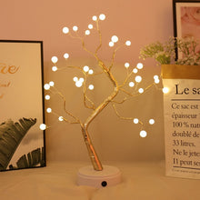 Load image into Gallery viewer, LED Copper Wire Tree Shape Night Light Battery USB Firefly Tree Lamp Firework Touch Switch Control Table Lamp Home Decor
