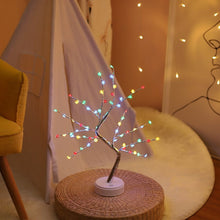 Load image into Gallery viewer, LED Copper Wire Tree Shape Night Light Battery USB Firefly Tree Lamp Firework Touch Switch Control Table Lamp Home Decor
